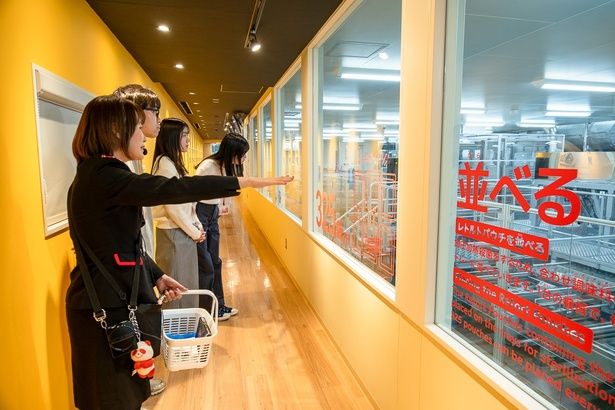 パウチが並べられ次の工程へスピーディーに流れていく