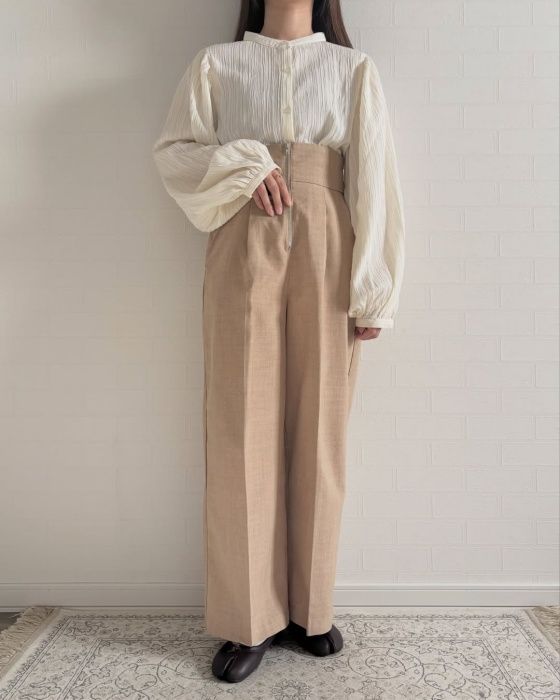 しまむら「楊柳バンドカラーシャツ」