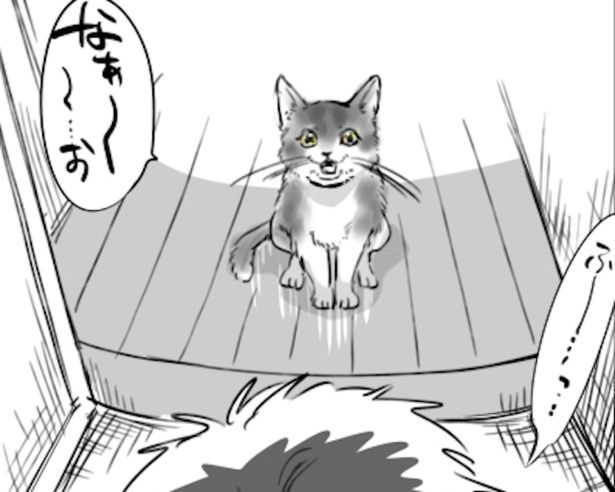 とうとう玄関で帰りを待つまでになってしまった ■画像提供：かっく(@cak221)