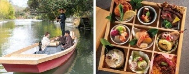 川下り60分付きの船上箱御膳は5500円 画像提供：亀の井ホテル 柳川