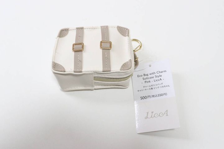 THREEPPY スリーピー チャーム付エコバッグ、キャリーケース風、PK（リカちゃん） 商品タグ