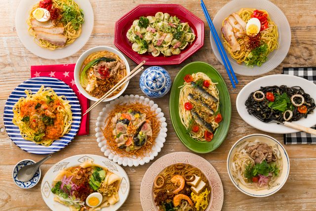 成城石井 春の世界麺紀行の世界各国の麺料理16品を並べた全体イメージ