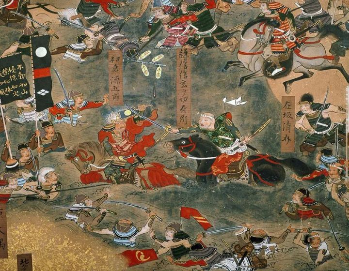 「川中島合戦図」武者絵 日本画 在銘印あり 額装 川中島合戦図」武者絵 日本画 在銘印あり 額装 歌川国芳 作 「武田上杉