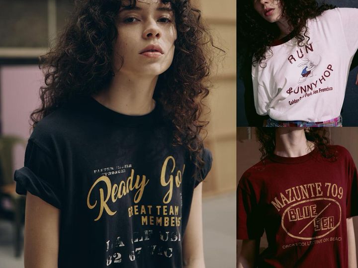 画像: 【フリーダ】 Used Essence PRINT Tシャツ（ブラック/オフホワイト/ワインレッド）各¥7,700（すべてフリークス ストア） 出典：フリーダ