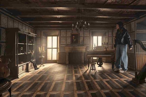 【写真を見る】部屋の隅に立つだけで人間が巨人になったり小人になったりして見える「エイムズの部屋」も登場！ [R], TM & [c] 2025 Lions Gate Entertainment Inc. All Rights Reserved.