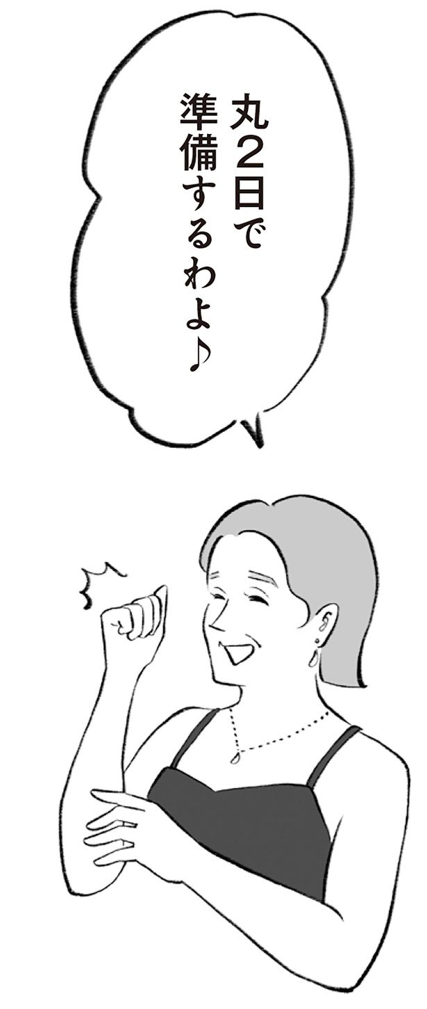 丸2日で準備するわよ♪ （C）りせとルイス、チャチャモ シトロン／KADOKAWA