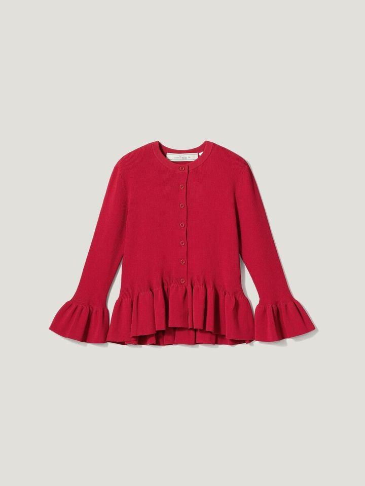 2026春gu大人女性おすすめリブフリルカーディガン