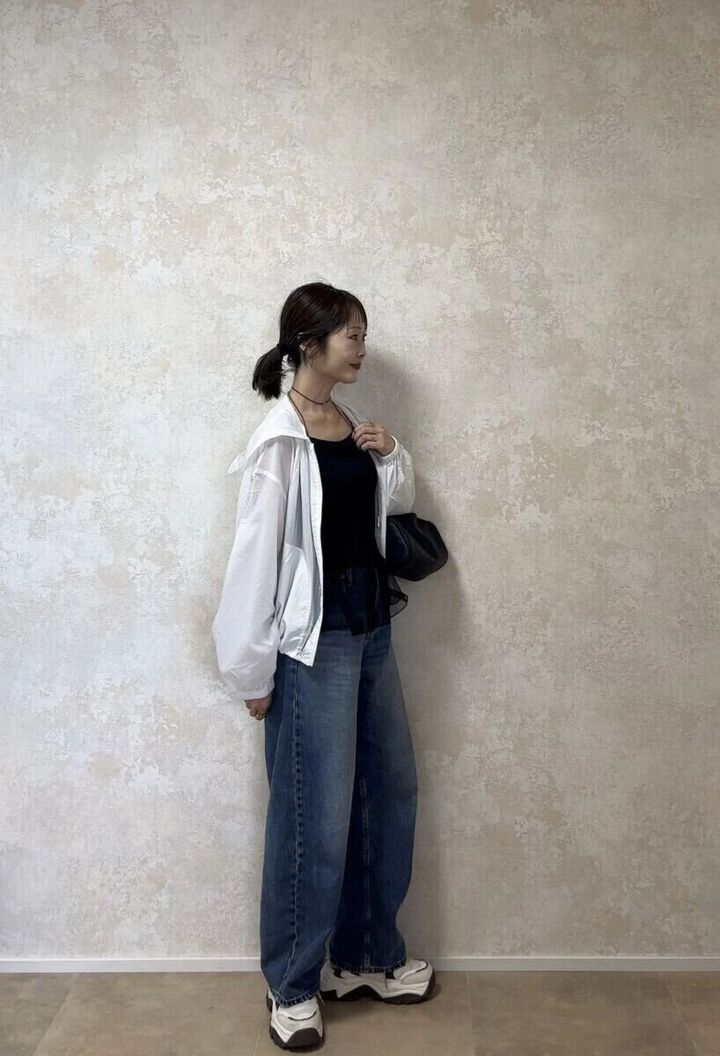 2026gu春アウター大人女性おすすめUVカットシアーパーカお手本コーデ