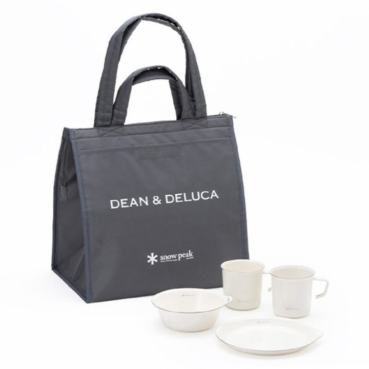 DEAN & DELUCA ピクニックセット 価格：1万3,860円（税込） ＜内容＞ ・クーラーバッグL（約 縦34cm×横35cm×マチ21.5cm） ・ホーローマグ360 ×2 ・ホーローボウル150 ・ホーロープレート200