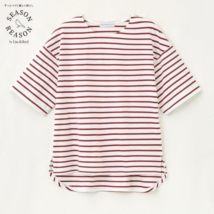 2026春しまむらSEASON REASON赤ボーダーTシャツ