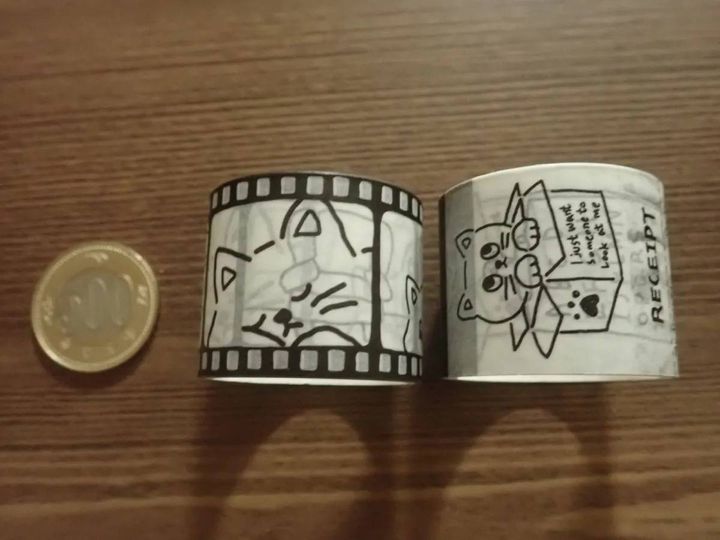 DAISO(ダイソー)：マスキングテープ(韓国スタイルドローイング、2個、ネコ)