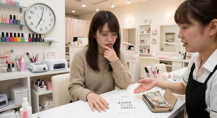 予約したのに時間不足で追加料金！？ ※Google Geminiにて作成