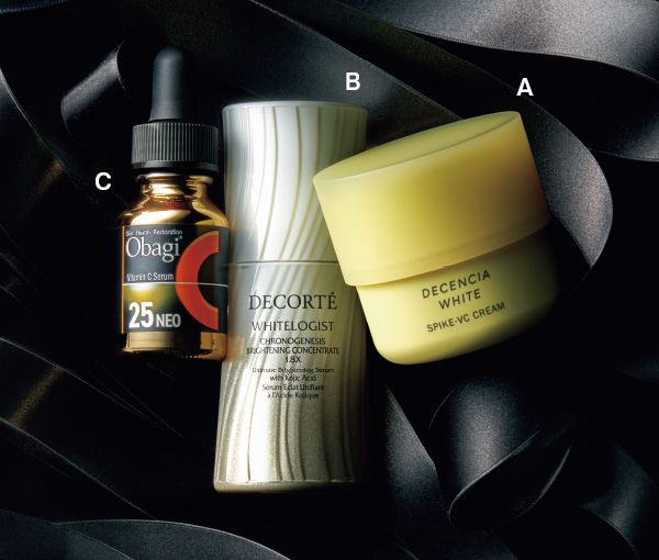 ディセンシアホワイト スパイク－VC クリーム／ホワイトロジスト クロノジェネシス ブライトニング コンセントレイト 1.8X／オバジC25セラム ネオ