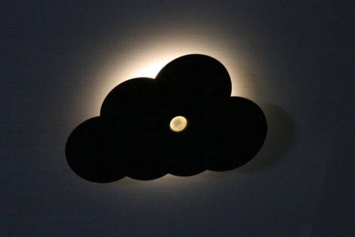 ダイソー LEDシルエットライト（雲形）が点灯している写真