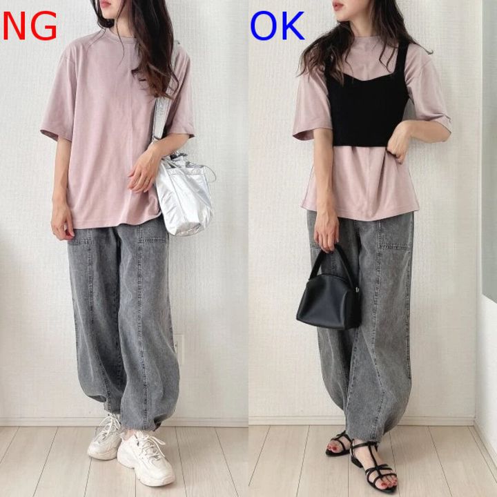 デニムライクコクーンパンツNG＆OKコーデ