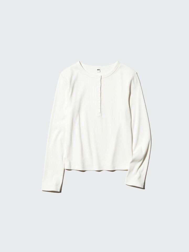 2026ユニクロ春大人女性おすすめリブヘンリーネックT