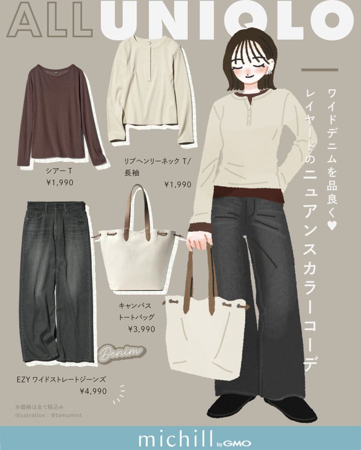 ALLユニクロ2026春グレーデニムコーデ