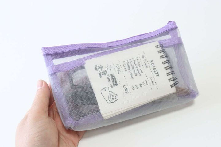 中身が見えるマチ付きメッシュポーチ 透け感