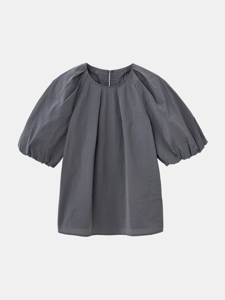 2026plst春値下げハイストレッチナイロンパフスリーブブラウス