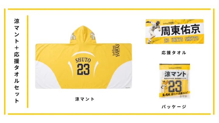 涼マントと応援タオルとパッケージのセット構成