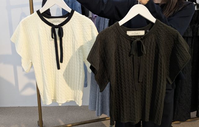 GU×rokhのケーブルニットプルオーバー(半袖)