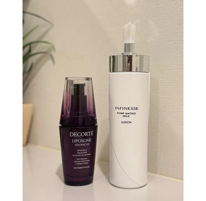 藤原りさ スキンケア アルビオン コスメデコルテ リポソーム 美容液 乳液