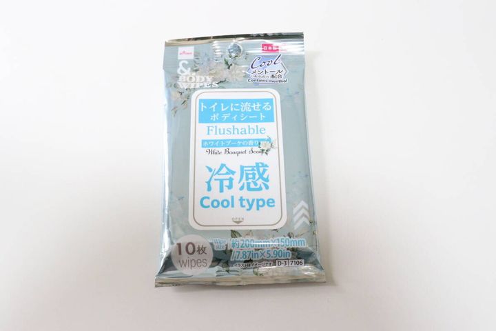 ＆．ボディシート（トイレに流せる、冷感、10枚） パッケージ