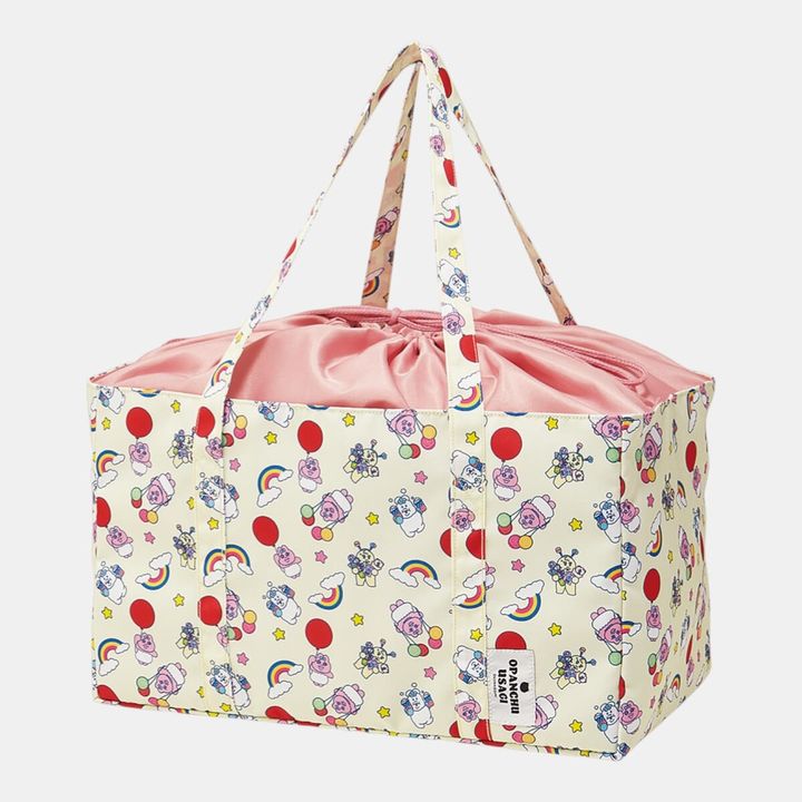 おぱんちゅうさぎ レトロ遊園地 巾着付き保冷レジかごバッグ