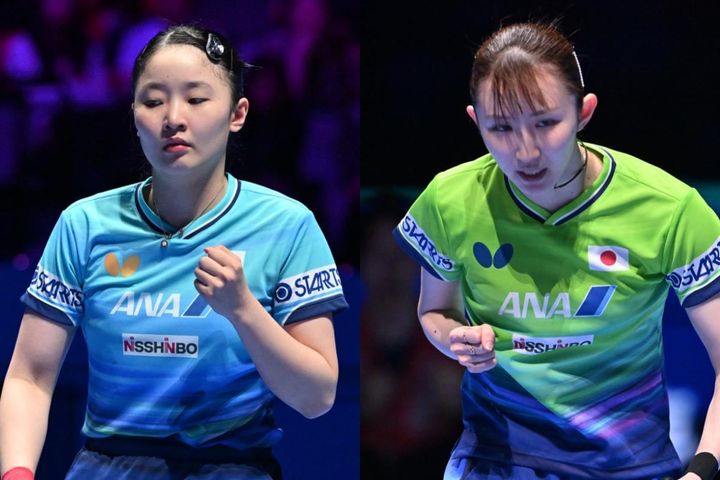 張本美和、早田ひな（C）WTT