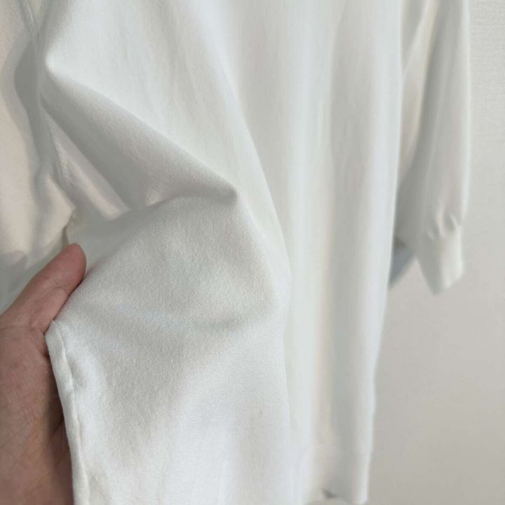 N.O.R.C ハーフスリーブニット ホワイト 素材感アップ