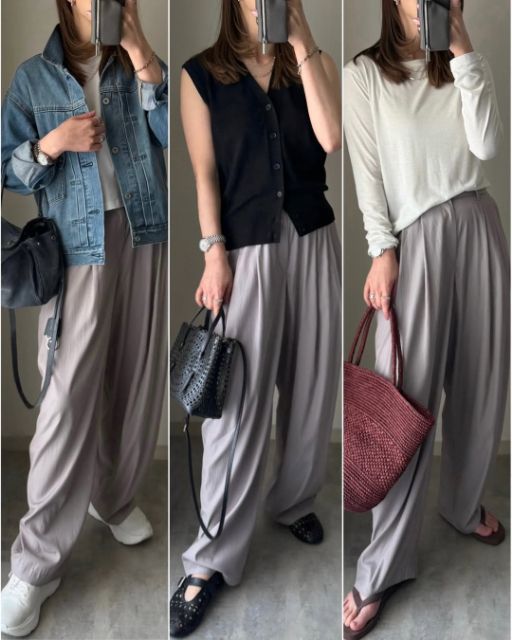 イージーギャザーパンツを着たコーデ