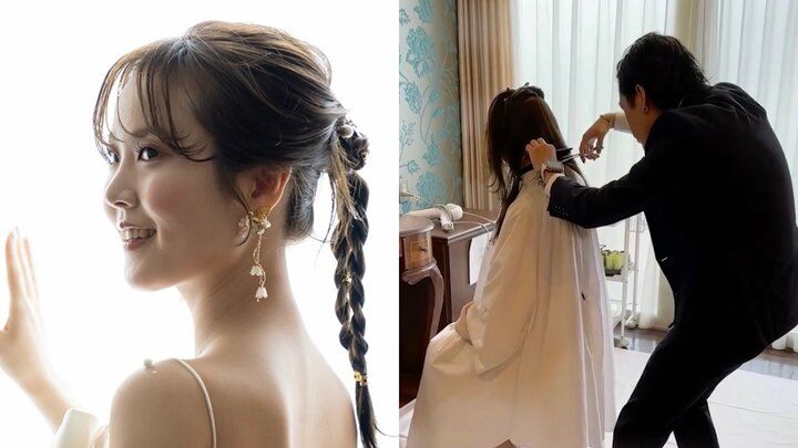 【写真・画像】「15分間のお色直しでロングヘア→ショートカットに」結婚式の劇変ビフォーアフターに驚きの声 1枚目