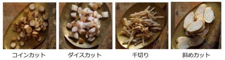 ごぼうのカット方法の説明