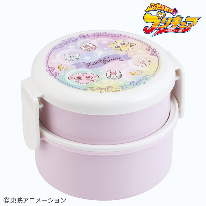丸型ランチボックス2段 (フォーク付) ふたりはプリキュア 水彩