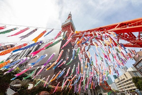【東京都港区】東京タワーで、333匹の鯉のぼりが泳ぐ景色と夜桜のプロジェクションマッピングを堪能