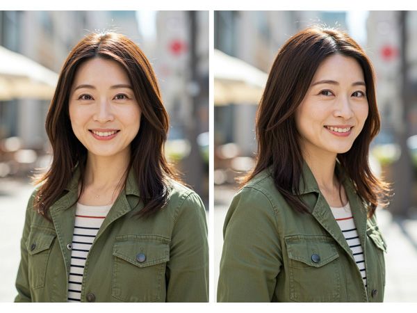 【丸顔ロング1】センターパートロングレイヤー