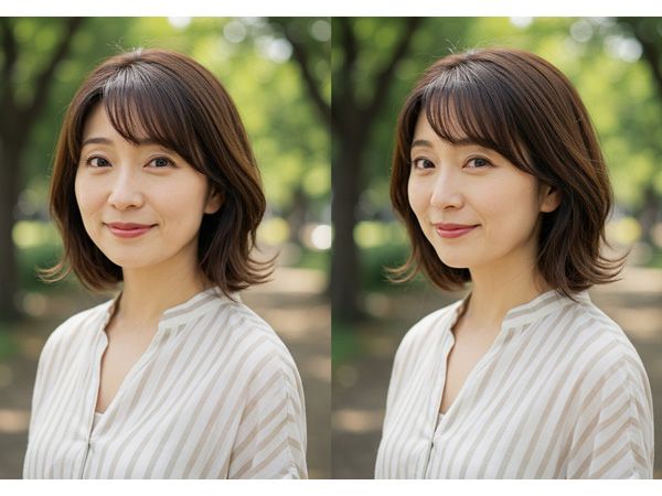 【丸顔ミディアム1】ナチュラル艶見せミディアムボブ