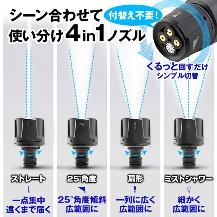 4in1ノズルで4種類の水流に切り替えられるJetBucket ジェットバケツ