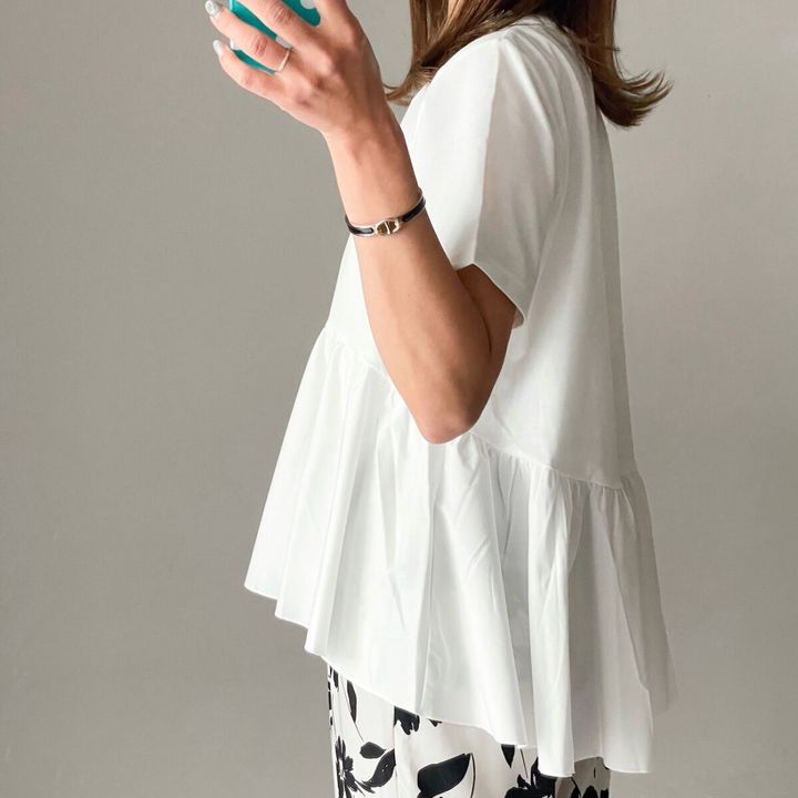 GU 布帛コンビネーションT 丈感 アシンメトリー