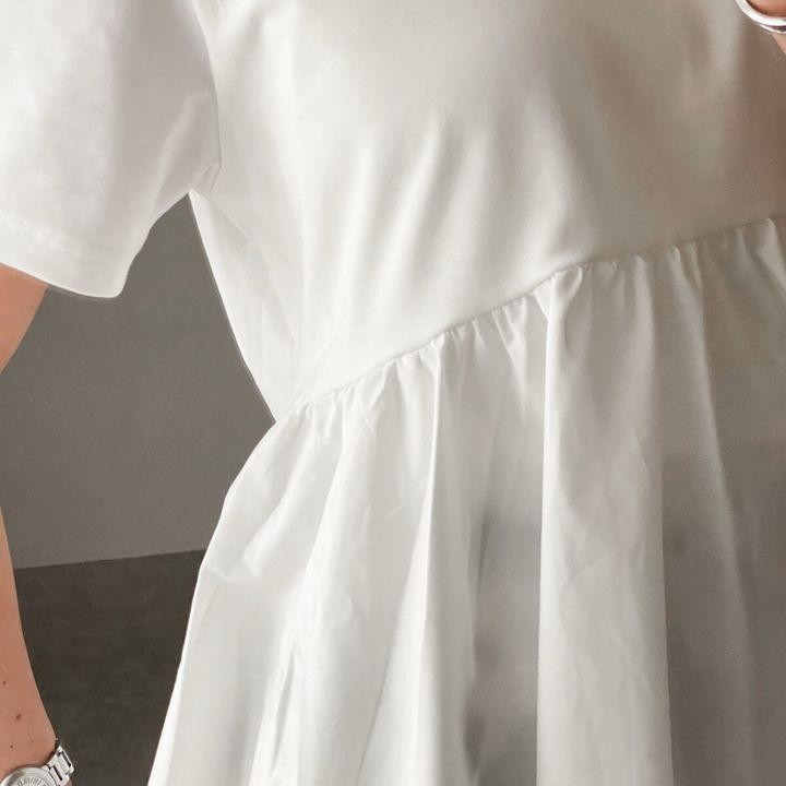 GU 布帛コンビネーションT フレアデザイン 切り替え