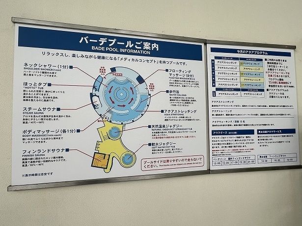 屋内にプール、スチームサウナ、水風呂、屋外に天然温泉ジャグジー、フィンランドサウナなどがある