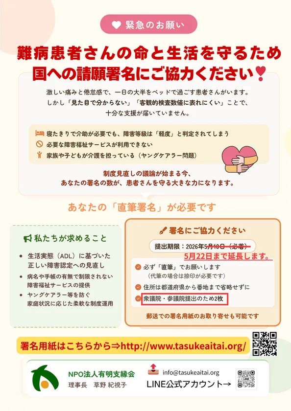 署名活動の概要や協力の呼びかけが分かる署名お願いのチラシ画像