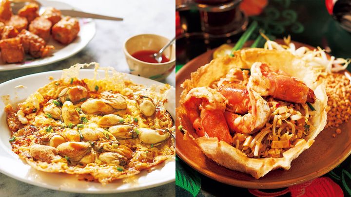 バンコク〈フアヒン・ポチャナー〉オムレツ・オースワン、〈パッタイ・クラトン・トン・バイ・アマ〉パッタイクラトン