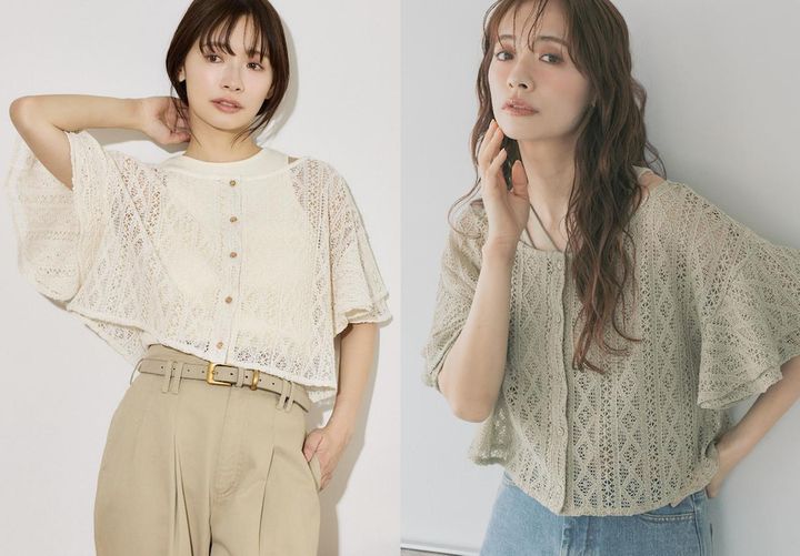 画像: ラッセルレースアンサンブル2（アイボリー、グリーン）各¥7,150（ともにミスティウーマン） 出典：ミスティウーマン