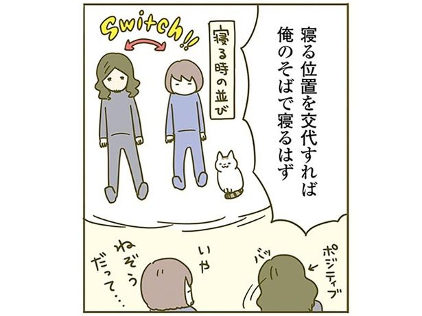 寝る場所を変えてみるも… （C）卵山玉子／KADOKAWA