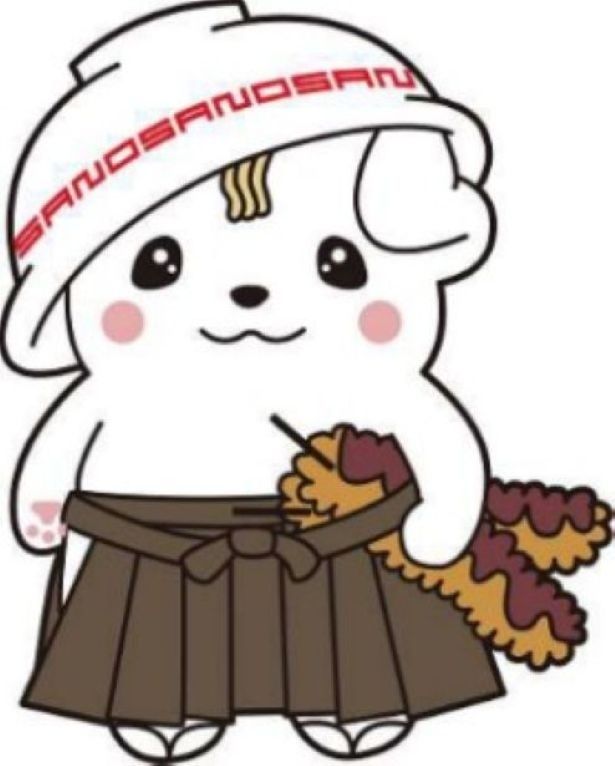 佐野ブランドキャラクターの「さのまる」。佐野らーめんのお椀の笠をかぶり、 腰にはいもフライの剣を差した、佐野の城下町に住む侍