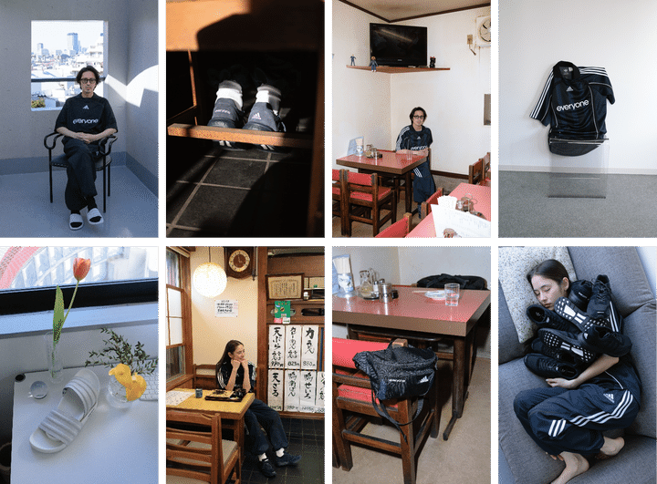 本コレクションは、everyoneのブランドコンセプトと世界観をadidas Originalsのプロダクトへ落とし込んだ特別なラインアップ。中心となるのは、ワールドカップ公式試合球に着想を得たアパレルコレクション「TEAMGEIST」と、アディダスの名作ランニングシューズ「Adizero Adios OG」。