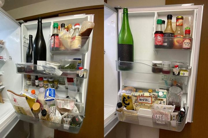 （左）片づける前。ものが溢れている （右）片づけて余裕が生まれた様子