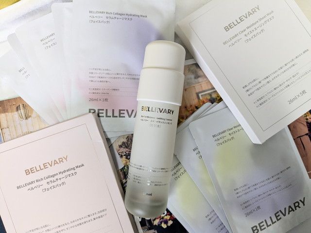 BELLEVARYの化粧水・セラムチャージマスク・モイストスージングマスクのラインナップ全体