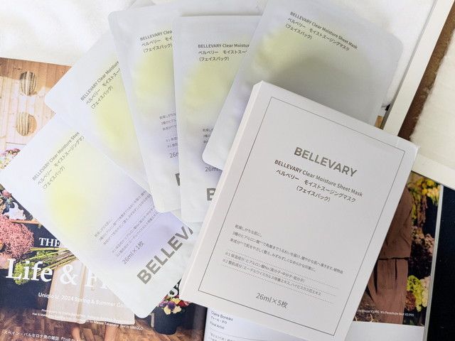 BELLEVARYモイストスージングマスク（Clear Moisture Sheet Mask）個別パックと5枚入りボックス